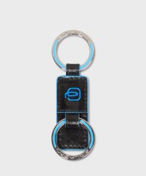 Piquadro Blue Square key ring with 2 rings, black