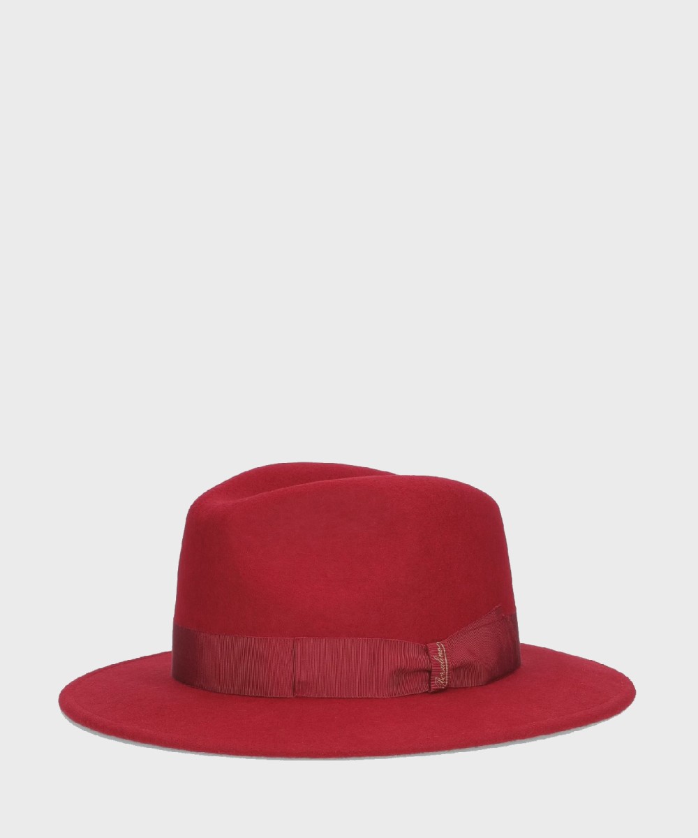 Borsalino Macho Wool Felt Fedora Hat, Cherry Red