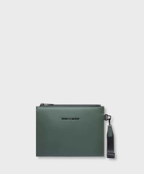 Piquadro Corner C2OW mini flat clutch bag, green