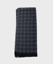 Galise wool blend scarf with flower pattern, black