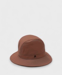 Catarzi Boa Bucket Hat in Soft Leather, Chestnut