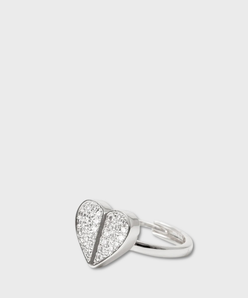 Sodini Sharethelove anello cuore zirconi, argento