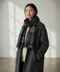Frangipani Maestrale sciarpa in lana twill, blue