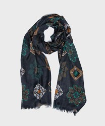 Frangipani Maestrale twill wool scarf, blue