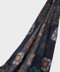 Frangipani Maestrale sciarpa in lana twill, blue