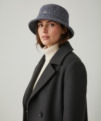 Catarzi Zurigo bucket in lana con visiera impunturata tweed, blu