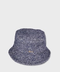 Catarzi Zurigo bucket in lana con visiera impunturata tweed, blu