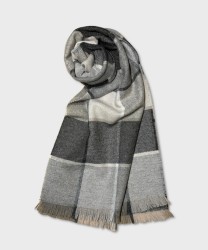 Villa Milano checked cashmere scarf, grey beige