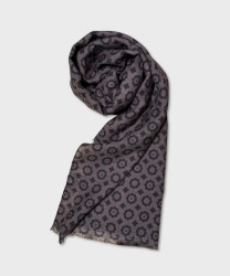 Villa Milano floral print wool scarf, brown