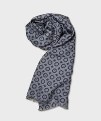 Villa Milano floral print wool scarf, grey