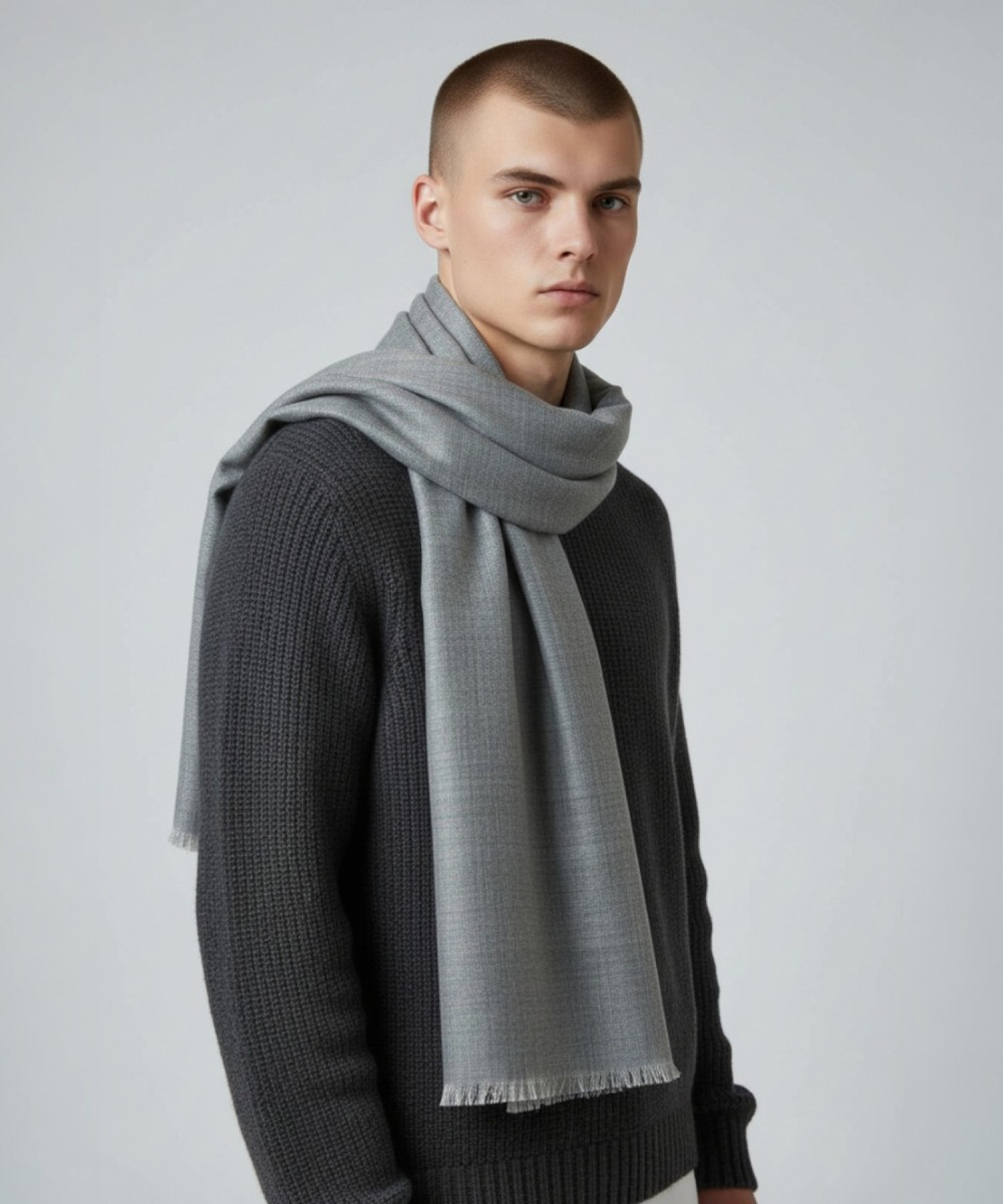 Villa Milano wool and silk scarf, grey