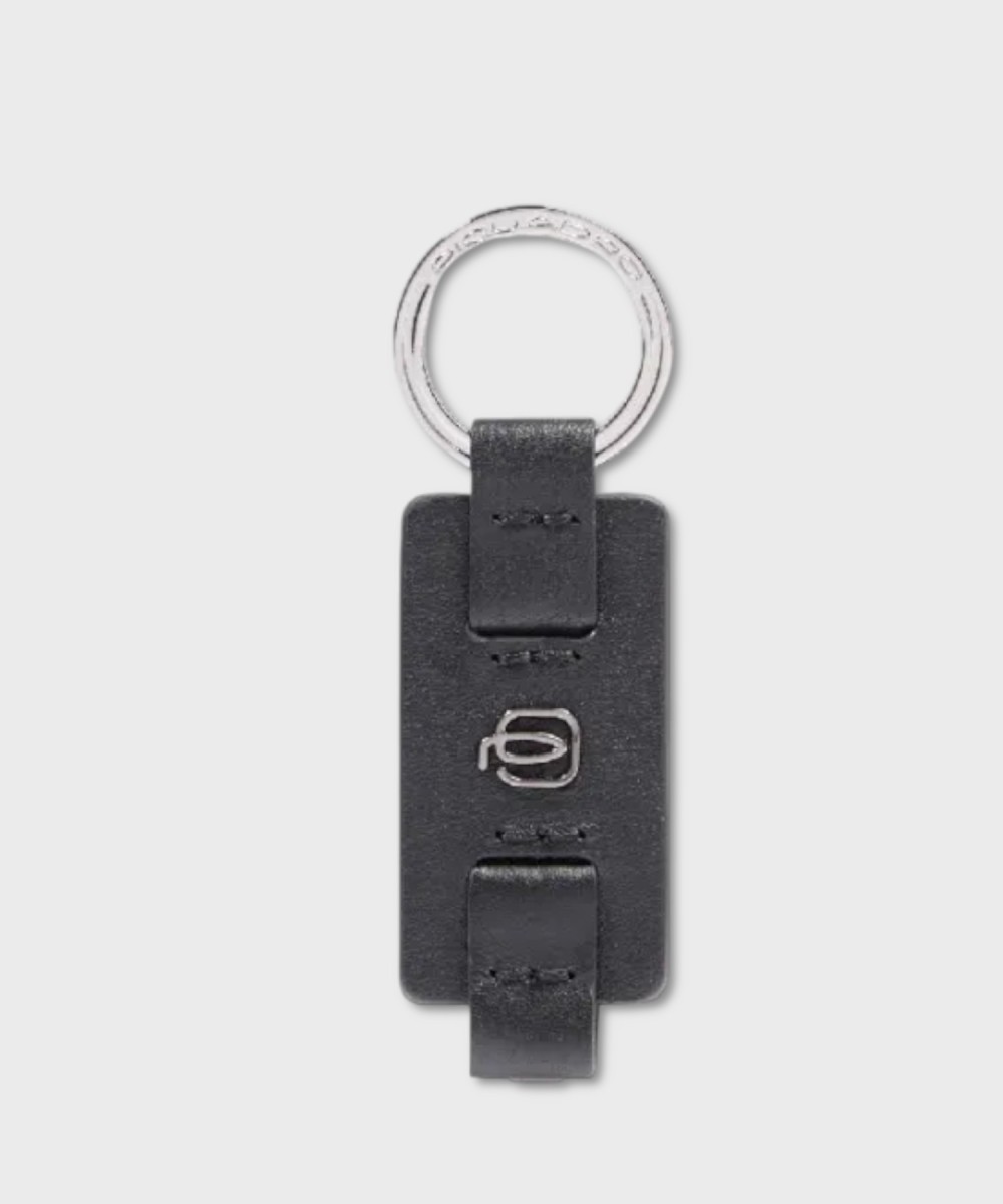 Piquadro Black Square small flat key ring, black