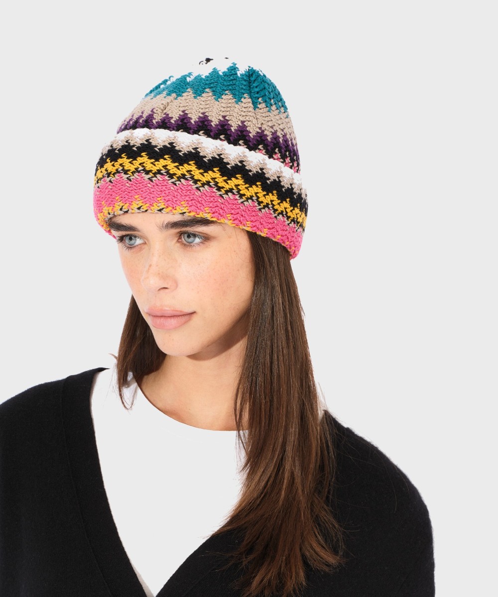 Missoni berretto in lana zig zag orizzontale,...