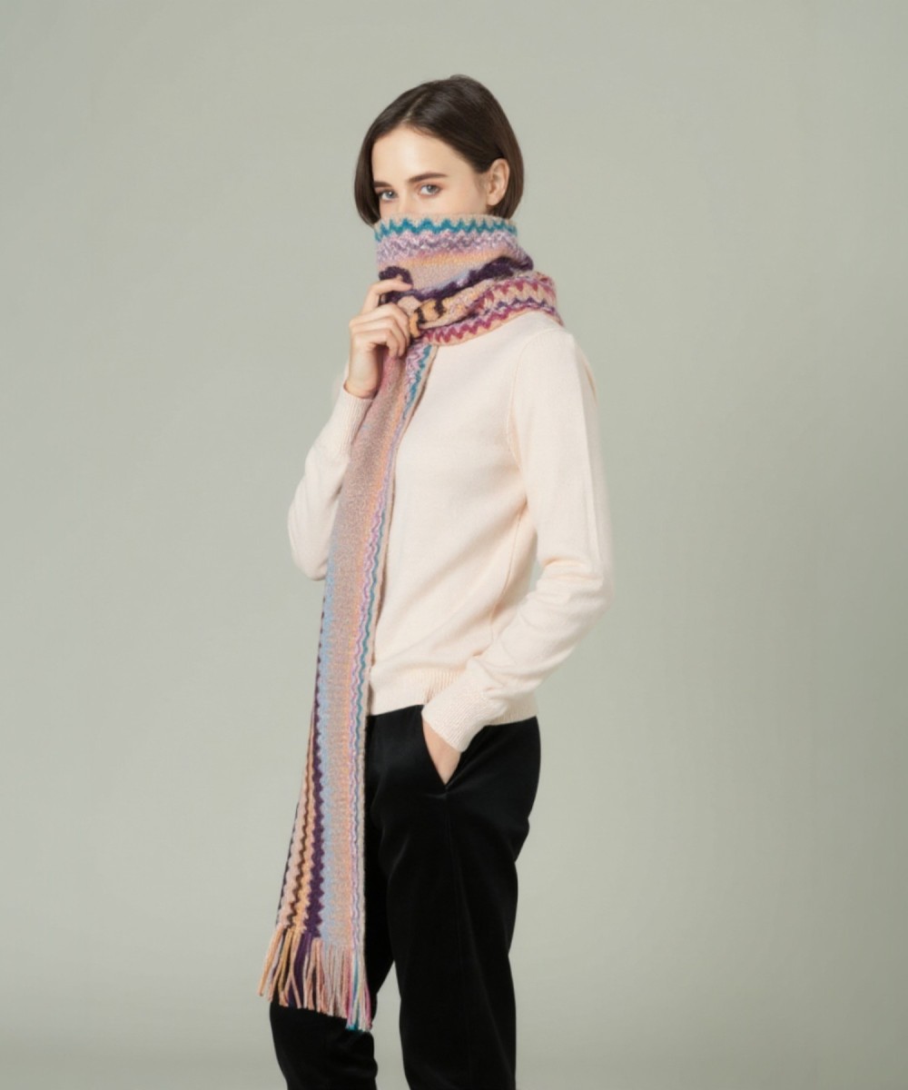 Missoni sciarpa in lana con frange, multicolore