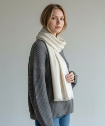 Galise virgin wool scarf, cream