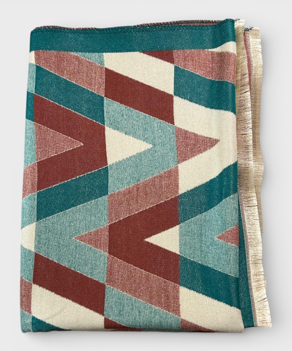 Galise cashmere blend scarf, green pattern