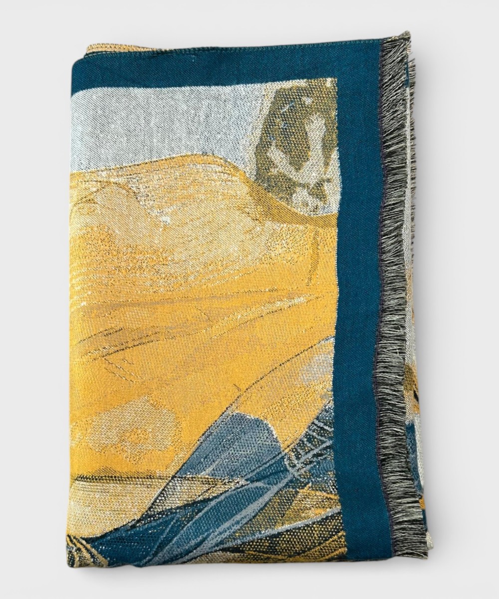 Galise wool and cashmere scarf, orange-green...