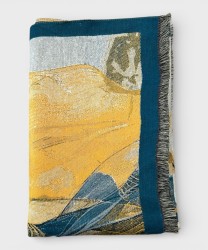 Galise wool and cashmere scarf, orange-green pattern