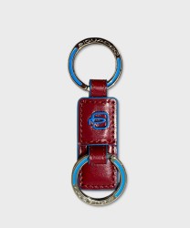 Piquadro Blue Square key ring with 2 rings, red