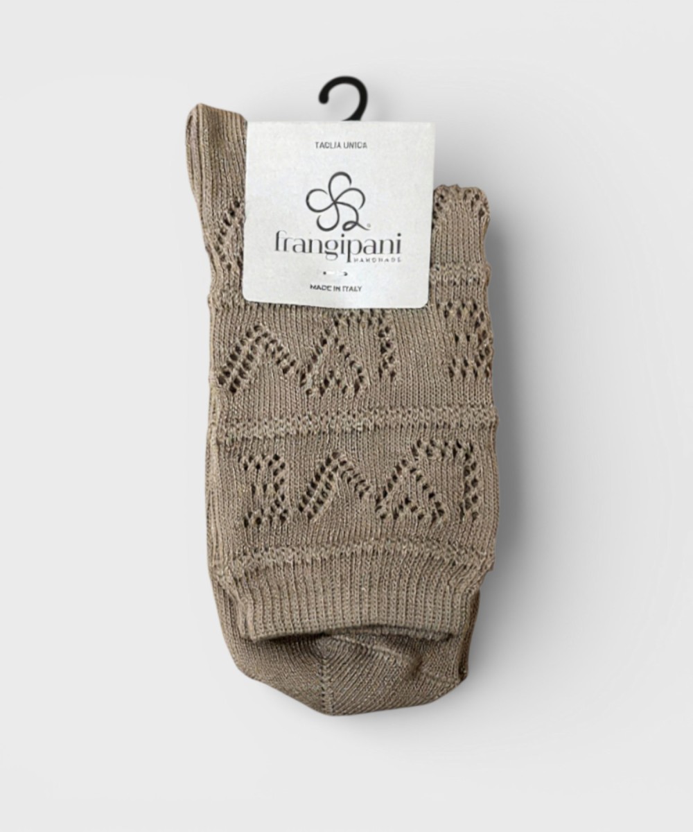 Frangipani short sock in perforated cotton, beige