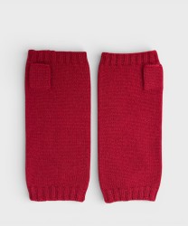 Frangipani cut-finger gloves in wool and cashmere, red