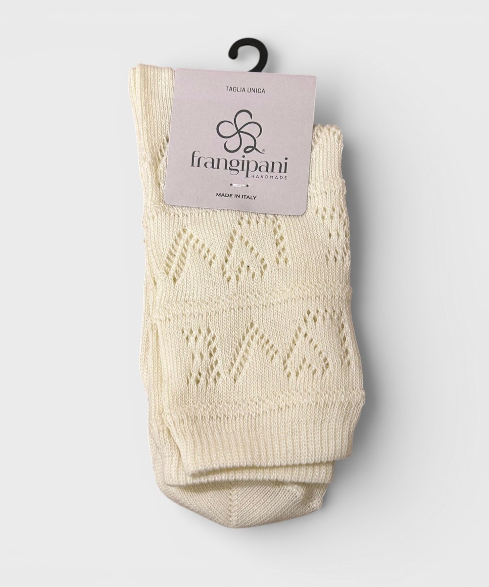 Frangipani short sock in perforated cotton, white