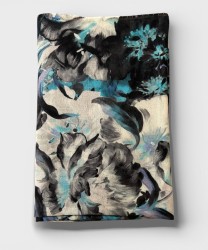 Villa Milano floral print wool scarf, blue