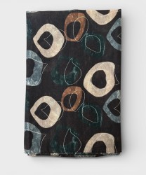 Villa Milano abstract print wool scarf, brown