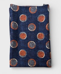 Villa Milano wool scarf with circle print, blue