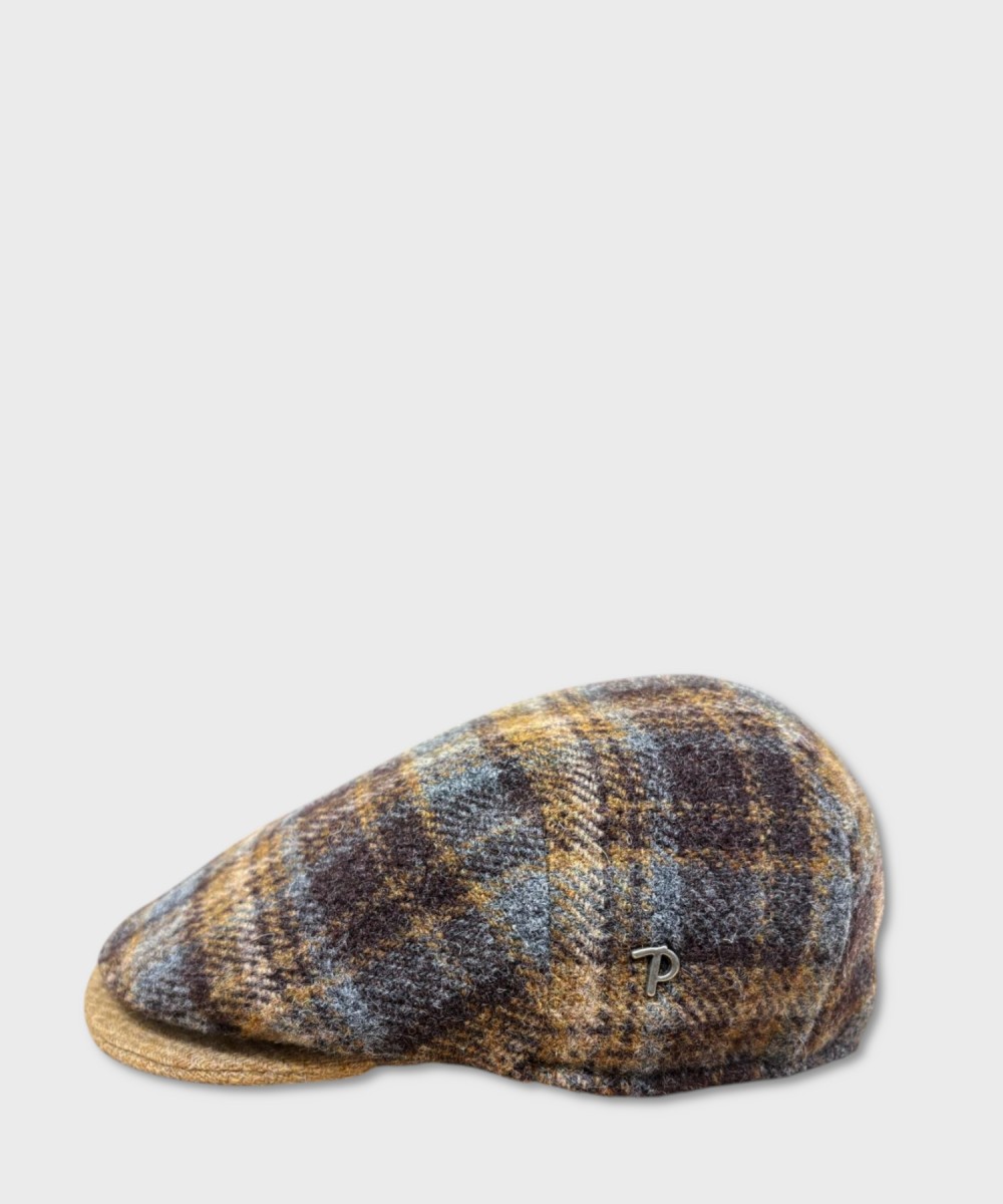 Panizza Peaked British wool cap, two-tone brown
