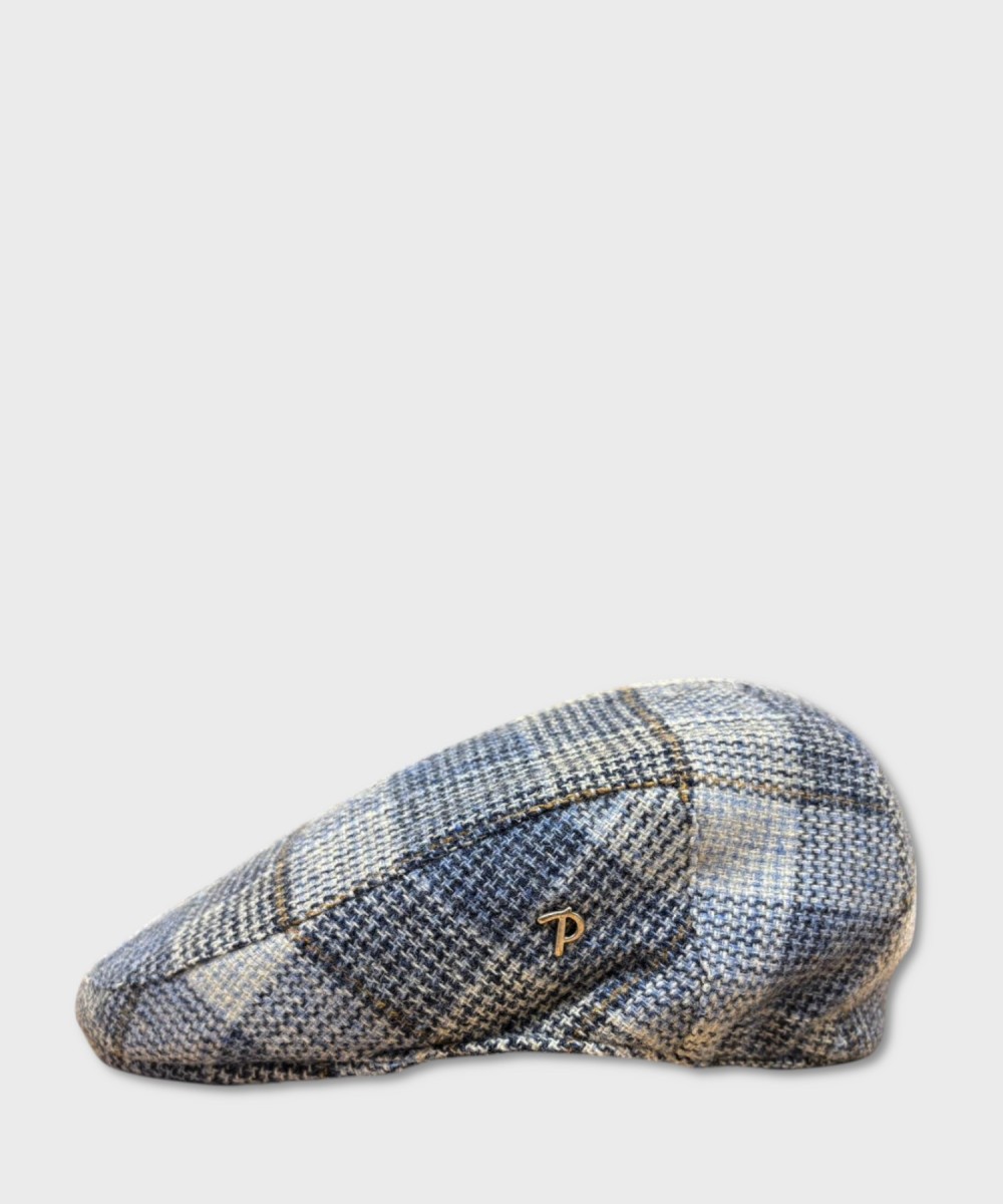 Panizza Bullet wool cap, navy blue Welsh tweed