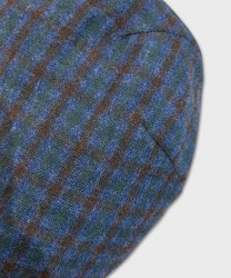 Panizza Peaked British wool cap, two-tone navy check