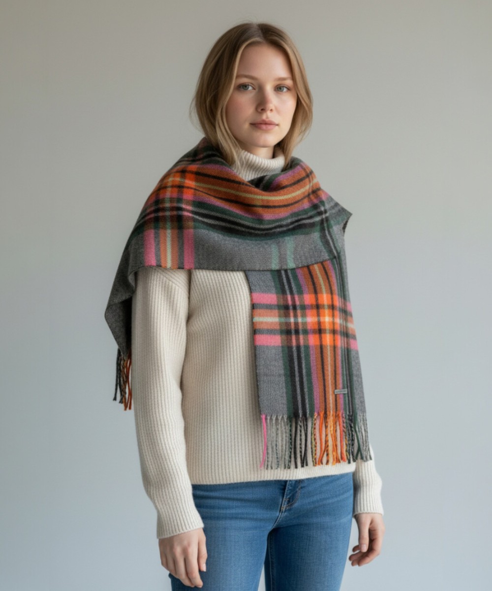 Piquadro patterned scarf, Ratti fabrics, grey...