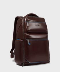 Piquadro Blue Square zaino 2 scomparti da viaggio, mogano