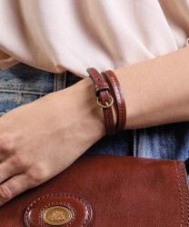 The Bridge Story bracciale doppio in pelle marrone