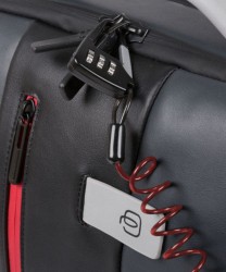 Piquadro Urban 15.6" laptop backpack with anti-theft cable, grey/black
