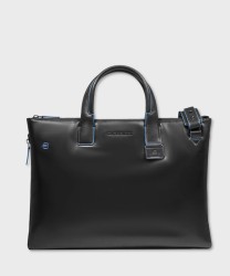 Piquadro Blue Square expandable briefcase, 15.6" laptop holder, black