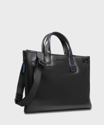 Piquadro Blue Square expandable briefcase, 15.6" laptop holder, black