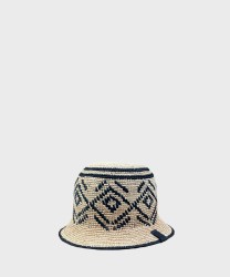 Catarzi Matisse natural crochet raffia cloche hat, black