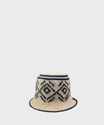 Catarzi Matisse capello cloche in raffia crochet natuarale, nero