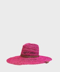 Catarzi Bitti cappello fedora in paglia traforata, fucsia