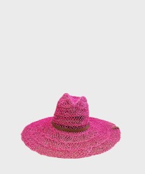 Catarzi Bitti cappello fedora in paglia traforata, fucsia