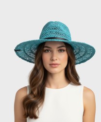Catarzi Bitti cappello fedora in paglia traforata, verde
