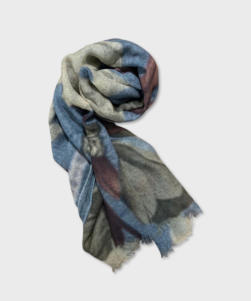 Jaitush Archive Wool Scarf, Blue Foliage