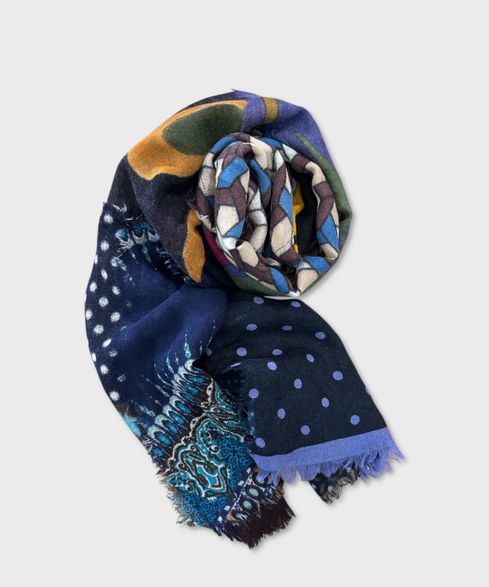 Jaitush Archive Patchwork Wool Scarf, Purple Blue