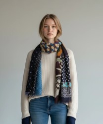 Archivio Jaitush sciarpa in lana patchwork, viola blu