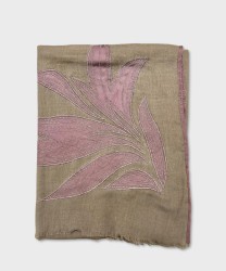 Jaitush Archives Wool Scarf with Embossed Embroidery, Brown