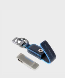 Piquadro Blue Square portachiavi con pendrive usb 256 Gb, blu