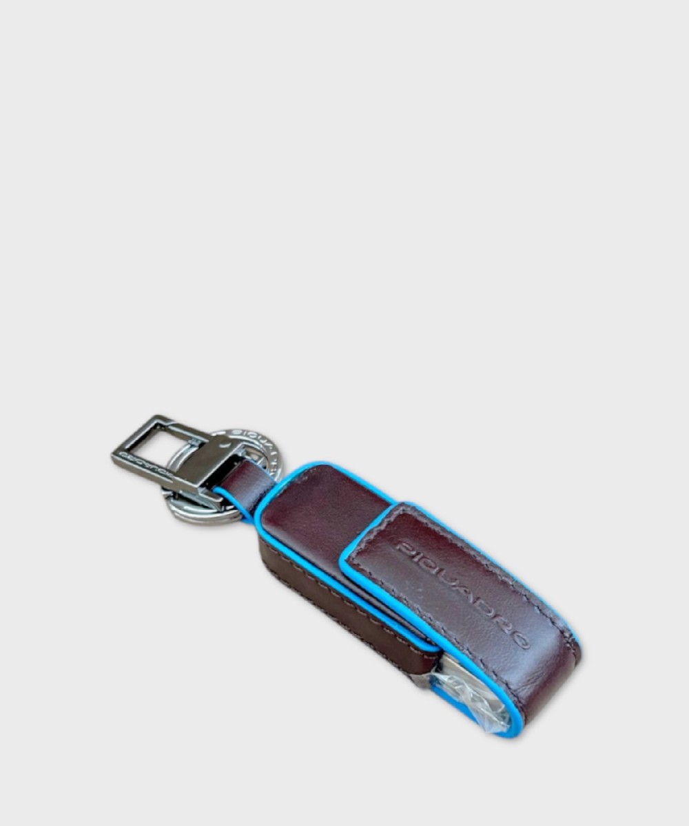 Piquadro Blue Square keychain with 256 GB USB...