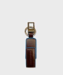 Piquadro Blue Square portachiavi con pendrive usb 256 Gb, mogano
